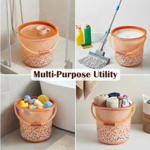 Kuber Industries Unbreakable Plastic Triangle Print Bucket for Home & Bathing with Handle