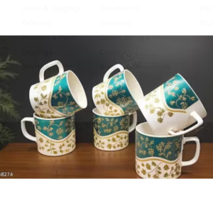 Golden flower tea cups