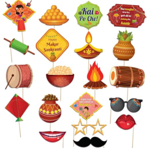 Festiko® 20 Pcs Happy Makar Sankranti Photobooth Props