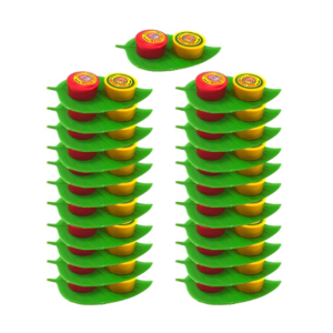 Pack of 21 Leaf shape Thamboolam set with Pasupu Kumkum- Fancy Leaf set combo with Haldi Kumkum (21)