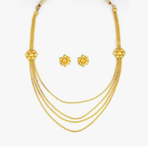 Gold Plated Jewellery Set For Women Temple Necklace Set Traditional Stylish Choker Fashion Golden Jewellery Set For Women