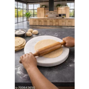 Bring elegance and functionality to your kitchen with this premium white rolling board (chakla) and rolling pin (belan) set. Crafted from 100% natural white chakla , this set is perfect for rolling out rotis, puris, parathas, or dough for baking.