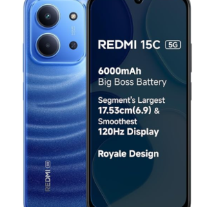REDMI 15C 5G Moonlight Blue 8GB + 128GB | Royale Design | Massive 6000mAh Battery | Segment's Largest Display 17.53cm Up to 120Hz | MediaTek Dimensity 6300 | 33W Fast Charging | 50MP AI Dual Camera