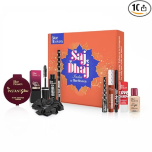 Blue Heaven Saj Dhaj Festive Makeup Kit for women- Natural, Pack of 10 | Full face Makeup kit, Medium Tone combo, 19g+26.3ml