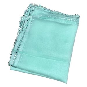 Women's Plain Beautiful Chiffon Dupatta/Chunni with 4 Side Mirror Lace/Sequence Lace 2.25 Meter