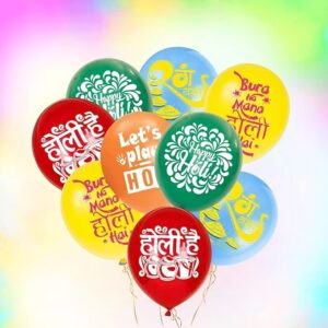 Party Propz Printed Holi Balloons- Colorful 30Pcs Printed Holi Balloon for Decorations, Happy Holi Decorations Items for Home, Printed Balloons for Holi, Holi Decor Items, Holi Balloons for Decoration