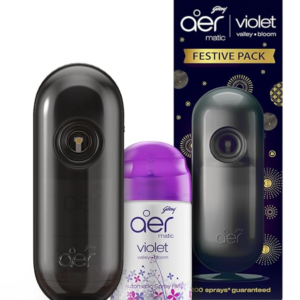 Godrej aer Matic Kit (Machine + 1 Refill) - Automatic Room Fresheners with Flexi Control Spray | Violet Valley Bloom | 2200 Sprays Guaranteed | Lasts up to 60 days (210ml)