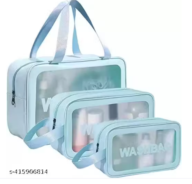 Clear Cosmetic Wash Bag Makeup Pouch Bag Travel Transparent Toiletry Bag Zipper Wash Bag with Handle Household Grooming Kit Portable Organizer Case Carry Pouch for Women and Men (blue) Makeup Pouches/Bags