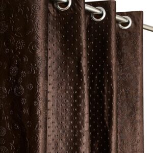 Embossed Pyramid Solid Punching Heavy Curtains for Window 5 Feet, Pack of 1, Brown