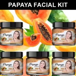 Pratibimb Papaya Facial Kit - Deep Cleanser (50gm) + Exfoliating Scrub (50gm) + Nourishing Gel (50gm) + Whitening Cream (50gm) + Firming Face Mask (50gm)| Total 250gm Facial Kits