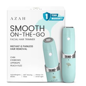 Azah Facial Hair Trimmer for Women All in One [1 Year Warranty] | Electric Facial Hair Removal Machine | Face, Upper Lips, Chin, Peach Fuzz and Eyebrow Trimmer | Quick, Instant, Gentle & Painless