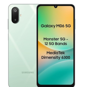 Samsung Galaxy M06 5G Mobile (Sage Green, 4GB RAM, 64GB Storage) | MediaTek Dimensity 6300 | AnTuTu 623K+ | 12 5G Bands | 25W Fast Charging | 4 Gen OS Upgrades | 50MP Camera | Without Charger