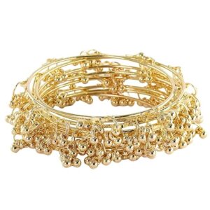 ZULKA Stylish Alloy Metal Chudi Set With Ghungroo Work For Women & Girls | Traditional Metal Bangles Jewelry | Latkan Kada Set | Kangan For Wedding, Festival, Party & Daily - Set Of 8