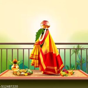 Festive backdrop for home pooja, gudi padwa backdrop, backdrop for gudi padwa festival, marathi festival gudi padwa backdrop, cloth for katha, haldi, traditional backdrop, vinayaka chavithi, varalxmi pooja, mandap decoration, decoration wedding, haldi(5 X 5 feet)