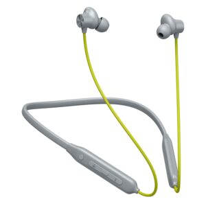 Kratos N4 Grey with Green Bluetooth Neckband with 52H Playtime, Deep Bass, Stereo Sound, HD Calls, Magnetic Earbuds, Type-C Fast Charging, Rich Audio, Hollow Switch for Comfort & Style