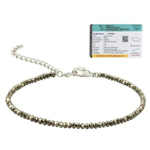 AVORA Raw Pyrite Anklet for Women | Natural Stone Jewellery for Wealth, Luck & Protection | Certified Crystal | Spiritual Healing Jewellery Gift for Girls & Women | Adjustable Payal Bracelet