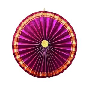 Fan Backdrop for Festival Decoration (Handmade Wall Hanging) – Eco-Friendly Cloth for Ganesh Chaturthi, Gauri Ganpati Makhar, Varalakshmi Vratham Puja, Devi Idol Background |1 Piece(16 Inch)