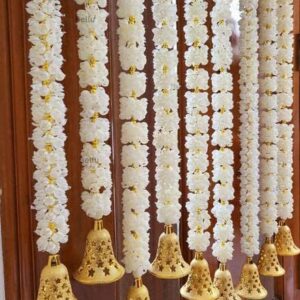 Tia Crafts Handmade Artificial Decorative Mogra Bell Fluffy Garland, Size 2 Feet Used for Home/Office,Festival Navratri, Durga Pooa Christsmas Diwali Decoration (12)