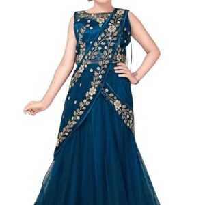 White Button Girls Diamond & Embroidery Lehenga Choli | Premium South Indian Half Saree Set