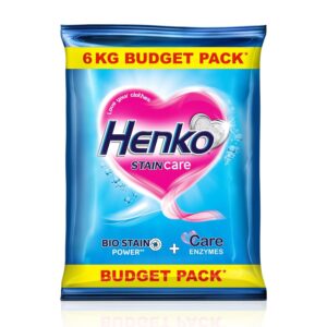 Henko Stain Care Laundry Detergent Powder 6 kg for Bucket Wash | Powered with Bio Stain | New Stain Care with Bio Stain Power for Toughest Stain Removal & Care Enzymes
