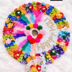 Size-2 Holi Special Laddu Gopal Ji Dress | Multicolor Feather & Flower Work Poshak | Happy Holi Kanha Ji Shringar