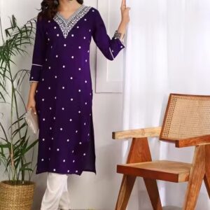 EMBROIDERED SEQUIN STRAIGHT KURTI