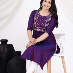 Purple Emrodery kurti for women