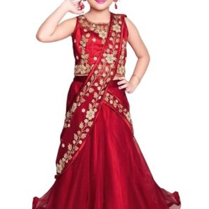 White Button Girls Diamond & Embroidery Lehenga Choli | Premium South Indian Half Saree Set