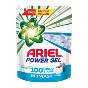 Ariel Power Gel Liquid Detergent for Top Load & Semi Auto – 2kg | Removes 100 Dried Stains in 1 Wash | Faster Dissolving | Long-Lasting Fragrance | Color Protection | At the price of Powders