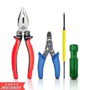 3 in 1 Tool Kit Combo for Home & Electrician | Plier, Wire Stripper & 2 in 1 Screwdriver | Strong Steel Hand Tools