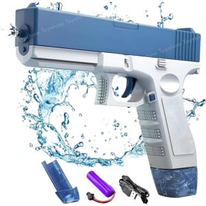 Toyshine Electric Holi Water Pistol Toy Gun Rechargeable With Pressure Mechanism For Range Upto 30 Plus Feet A Powerful Squirt Guns For Kids Pool Beach Party Games And Outdoor Water Fun - Blue