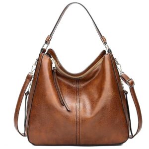 Storite Women's Faux Leather Shoulder Handbags Hobo Bag BigTote Bag for Office and College with Long Strap