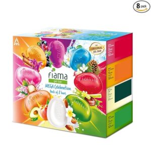 Fiama Gel Bathing Bar Mega Celebration Pack, With 8 Unique Gel Bars, 1000g (125g - Pack of 8), with Skin Conditioners For Moisturized Skin, Soap for Women & Men, For All Skin Types