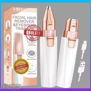 Eyebrow Trimmer for Women, 2 in 1 Rechargeable Facial Hair Remover For Women with Replaceable Heads, Professional Painless Personal Hair Removal Razor with Indicator Lights