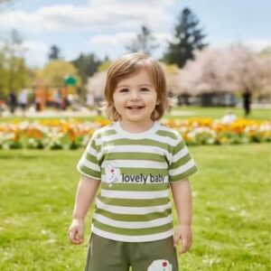 Cute Striped Cotton T-shirt & Shorts Set for Toddlers - "Lovely Baby" Edition