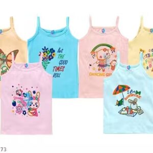 PARI LIFESTYLE Regular Fit Baby Girl's Sleeveless Printed Cotton Camisole Slips for Summer Camisole Slips Girls Inner Wear Shameez Pack of 6