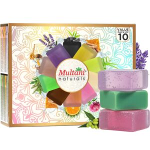 Multani Natural Assorted Soap Gift Set (125 Gm - Pack Of 10) | Paraben Free | Clinically Tested | Refreshing & Gentle Cleansing Soap Bar | For All Skin Types | For Men & Women