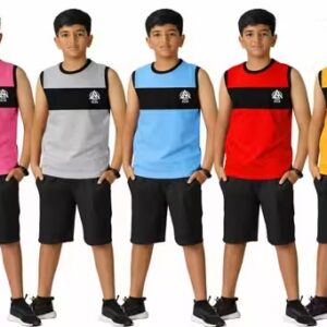 Boys Cotton Sleeveless T-Shirt & Shorts Set | Pack of 5 | Trendy Summer Wear