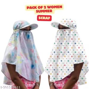 Frazix® Sun Protection Women Cap Mask for Summer Outdoor Cycling UV Sun Protection Block Hat Protection Face Cover Scarf (2 pcs Combo )