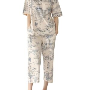 Louis Luxe Womens Korean Night Dress || Full Pyjama Set || Korean Nightsuit || Women Nightwear ||Round Neck Full Sleeve Nightsuit || Loungewear || Everyday Nightdress (ND-17)
