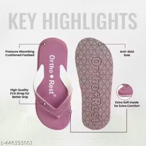 Ortho + Rest Doctor Slippers for Women Orthopedic Non Slip Lightweight Comfortable Flat Casual Stylish Dr Chappals and House Flip flops For Ladies and Girl’s