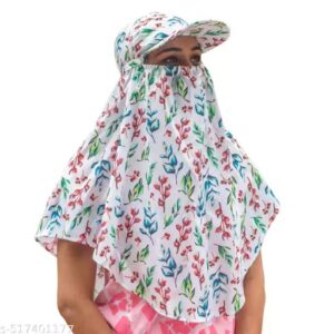 Poly Cotton Innovative Scarf Cum Mask with Face Cover, a sun protection, this scarf cum mask outfits., look.Scrafs very well summer ,scarf with winter dresses. Cool Cotton printed design.skap