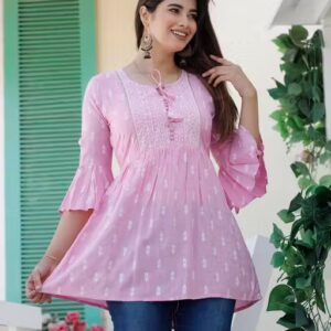 Girls Printed Rayon Short Kurta