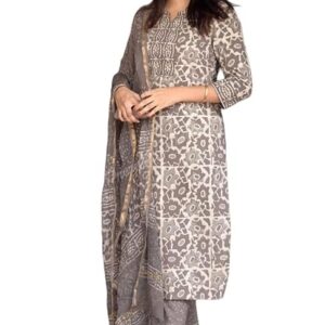 KLOSIA Women's Printed Straight Kurta and Pant with Dupatta Set