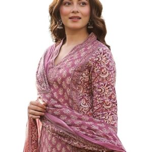 Arayna Women’s Cotton Printed Kurta Set with Pants & Dupatta | Elegant Ethnic Wear for Women | Floral Print | Comfortable Suit Set