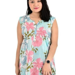 Women’s Cotton Floral Print Kurti – Lightweight Breathable Casual Ethnic Tunic Top with Comfortable Fabric Office Festive Occasions Summer Cotton Kurta