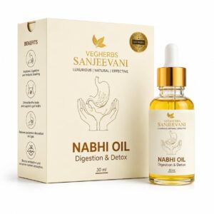 Digestion & Detox Nabhi Oil | VegHerbs Sanjeevani Nabhi Oil 30ml | Ayurvedic Multi Benefit For Healthy Digestion & Bloating | Sleep-Inducing Stress Relief | नाभि तेल (Pack of 1)