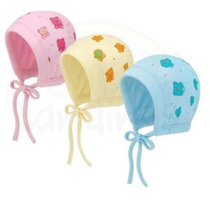 0-3/3-6/6-9/9-12/12-18 & 18-24 Months New Born Baby Girls & Boys Finest Hosiery Cotton Double Layer Knot Caps Set/Infant/Hat/Toppi/Kan Topi/Clothes (Pack of 3)