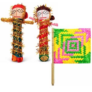 Mithila Vat Savitri Puja Set – VAR Kaniya Cloth Doll (Gudda Guddi) with Bans Ka Pankha | Handmade Traditional Puja Samagri | Wooden Fan Combo for Vat Savitri Vrat