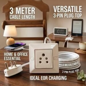 Socket Extension Board with Long Wire | Heavy Duty Plug | Home & Office Use